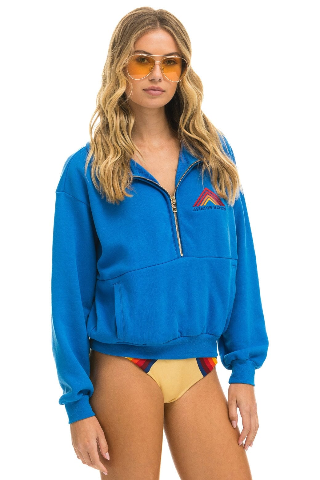 MOUNTAIN EMBROIDERY HALF ZIP SWEATSHIRT - OCEAN - Image 7