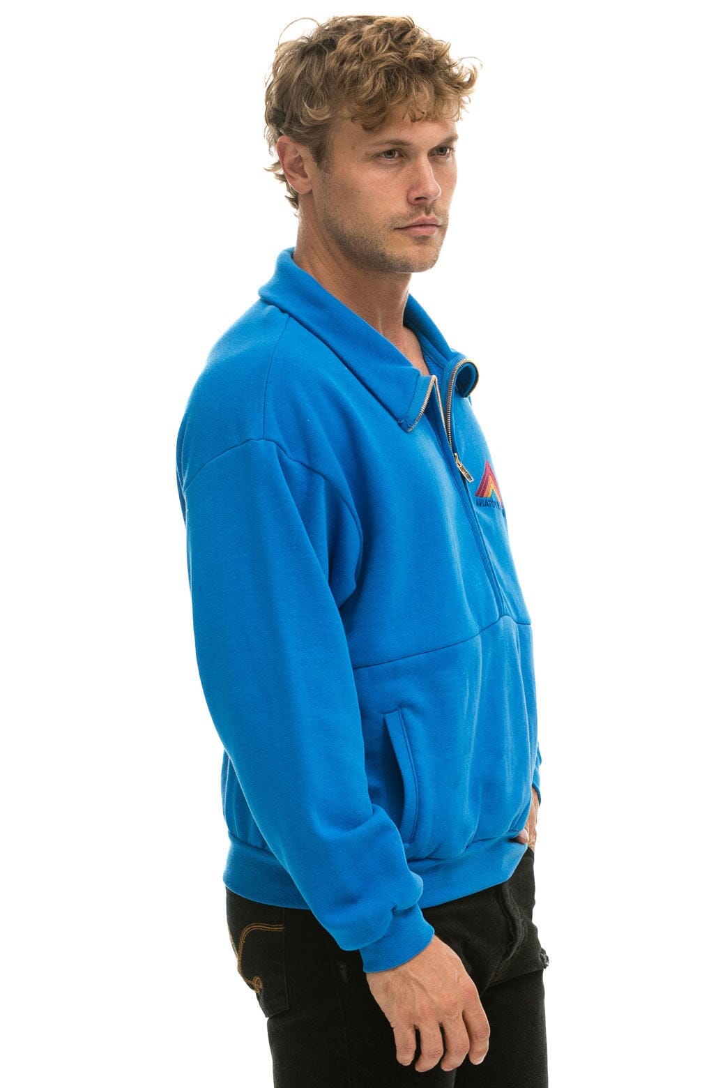MOUNTAIN EMBROIDERY HALF ZIP SWEATSHIRT - OCEAN - Image 8