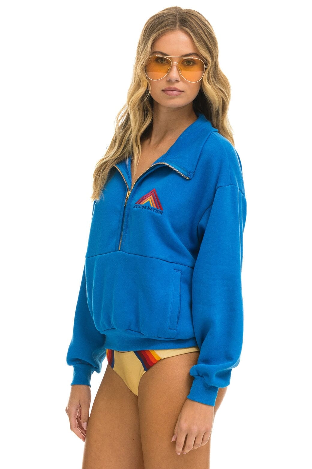 MOUNTAIN EMBROIDERY HALF ZIP SWEATSHIRT - OCEAN - Image 3