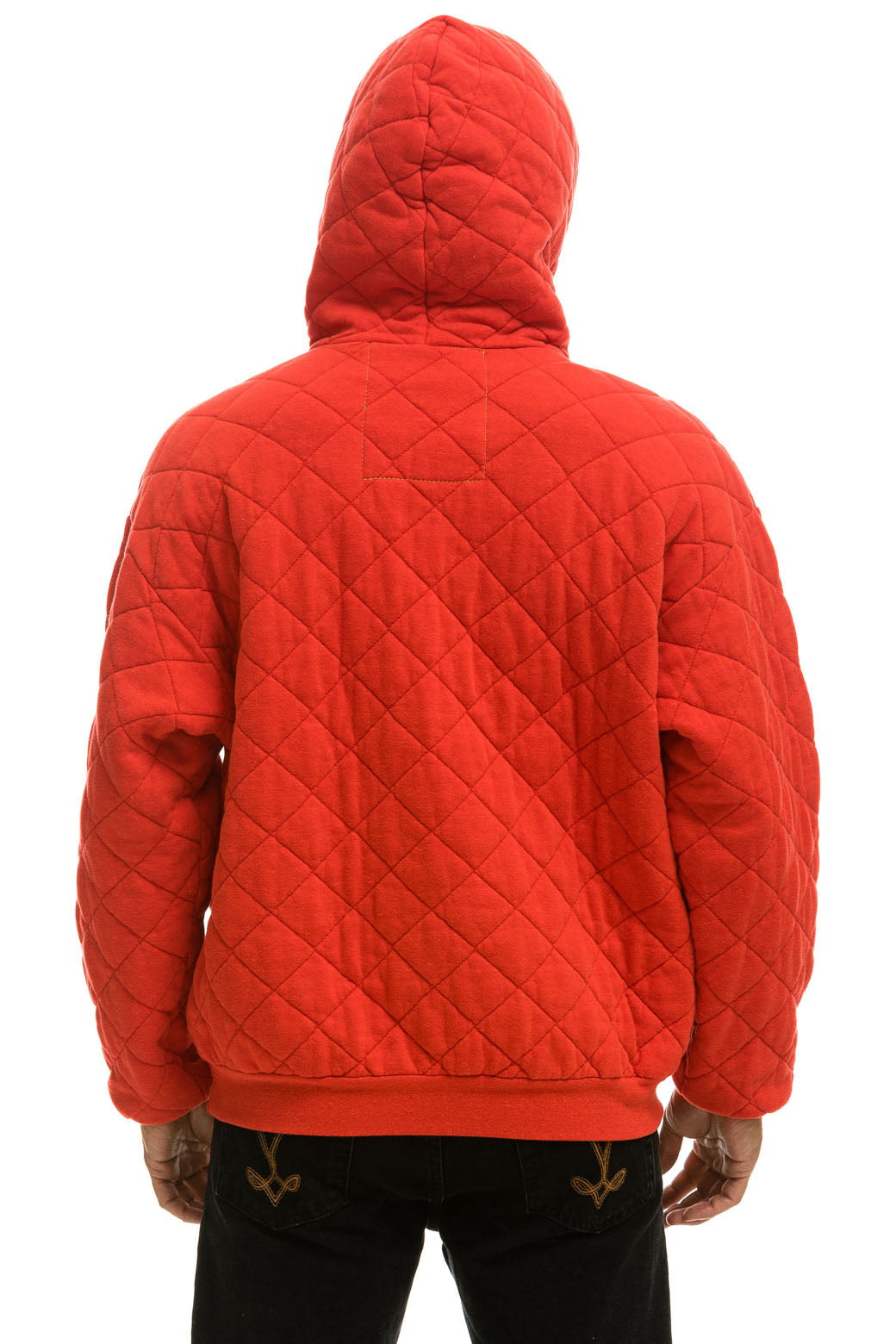 QUILTED RELAXED PULLOVER HOODIE - RED - Image 10