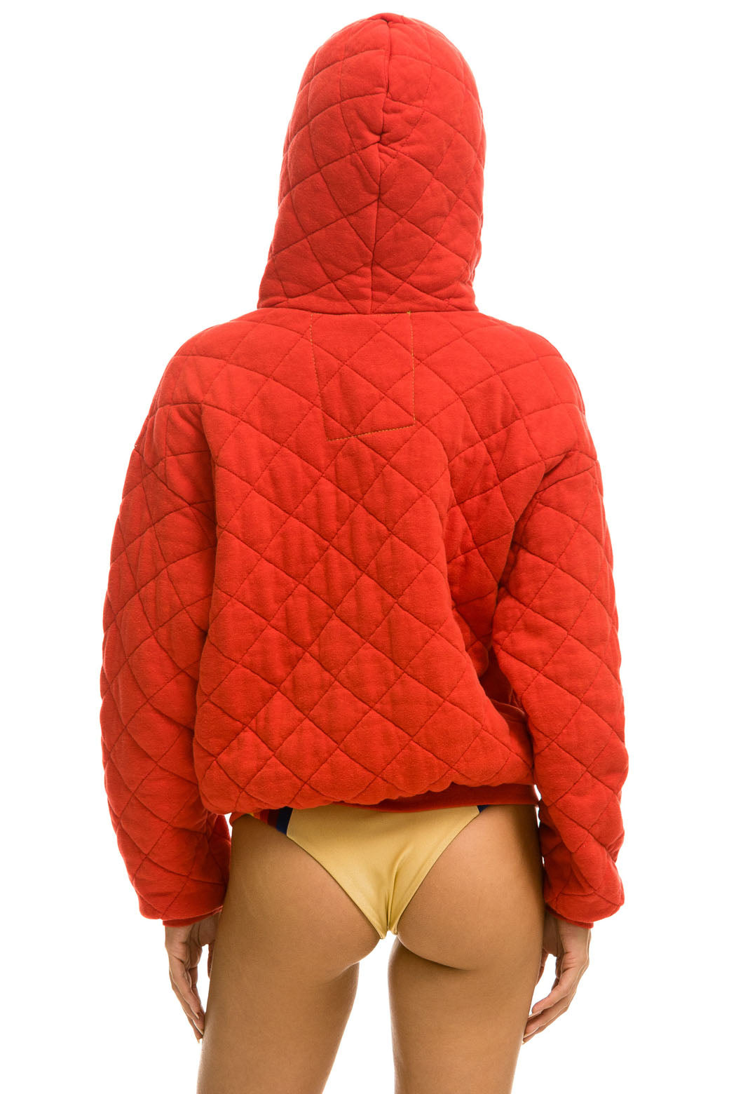 QUILTED ZIP HOODIE RELAXED - RED - Image 10