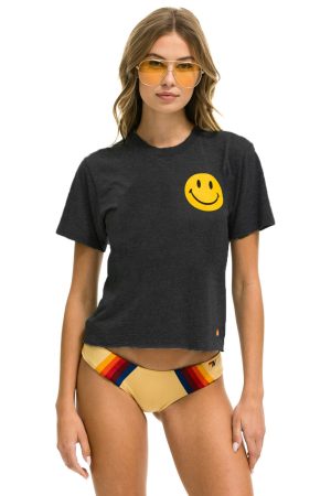 SMILEY 2 BOYFRIEND TEE - CHARCOAL