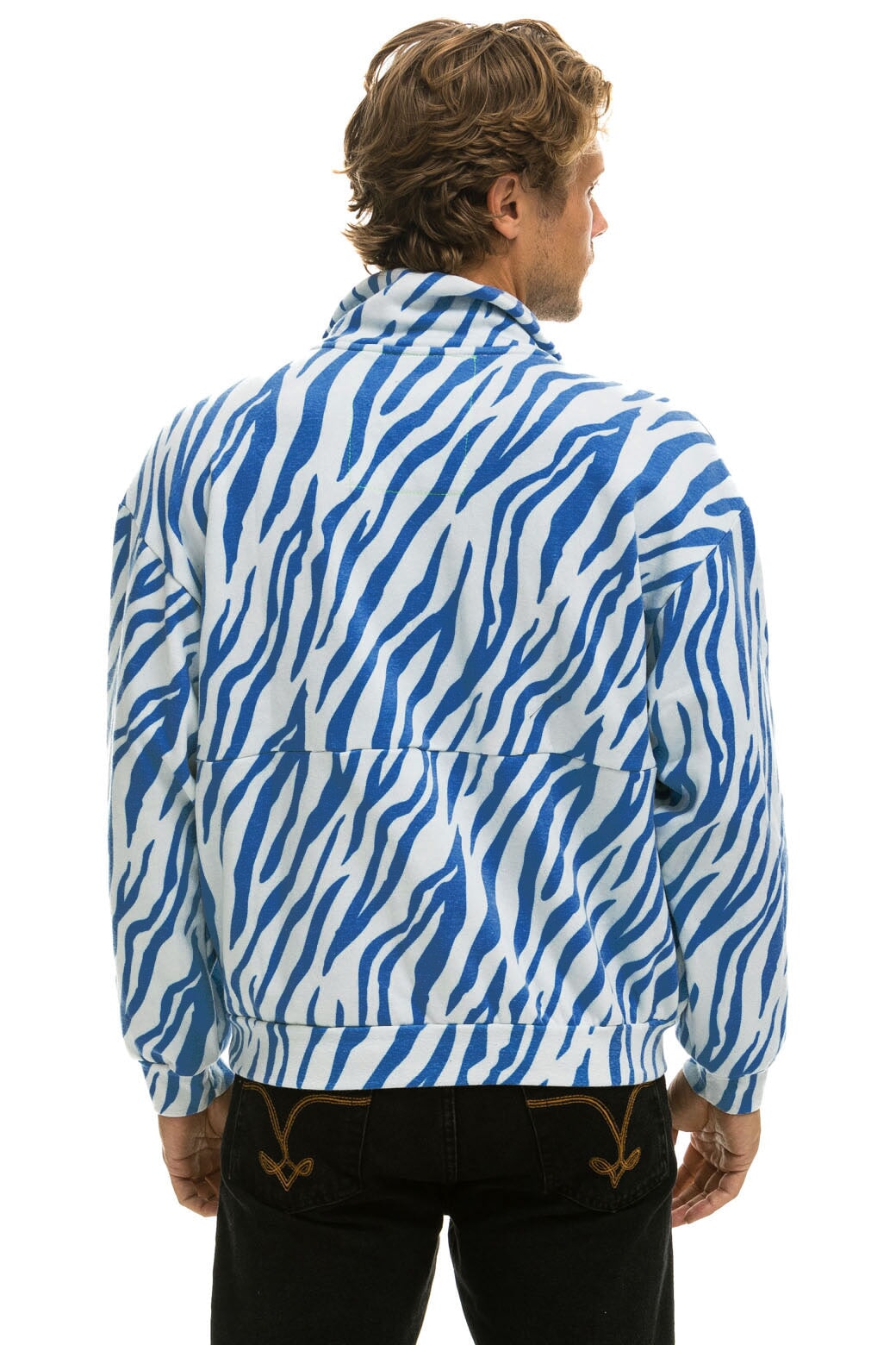 TIGER FLEECE UNISEX HALF ZIP JACKET - BLUE TIGER - Image 6