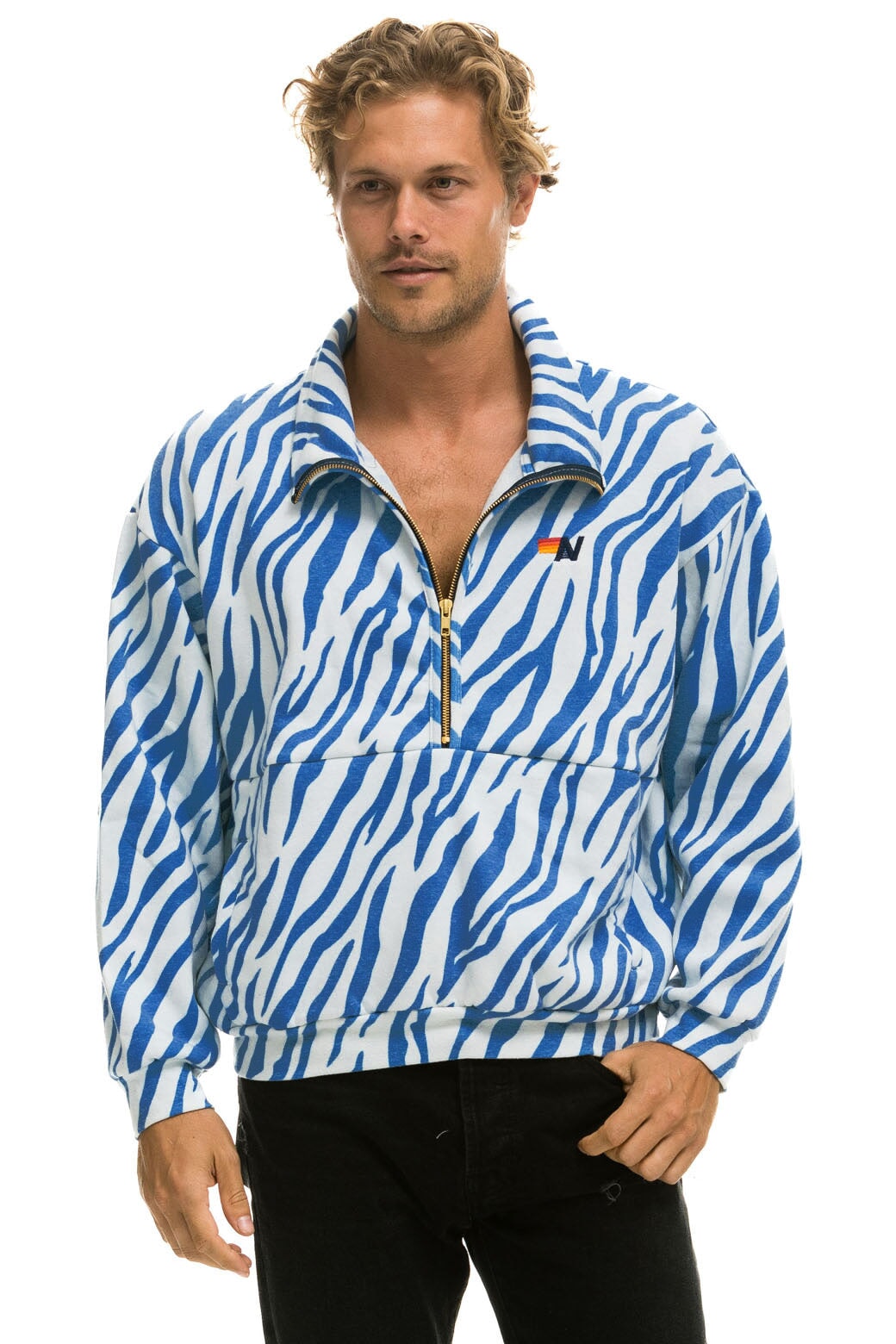 TIGER FLEECE UNISEX HALF ZIP JACKET - BLUE TIGER - Image 2