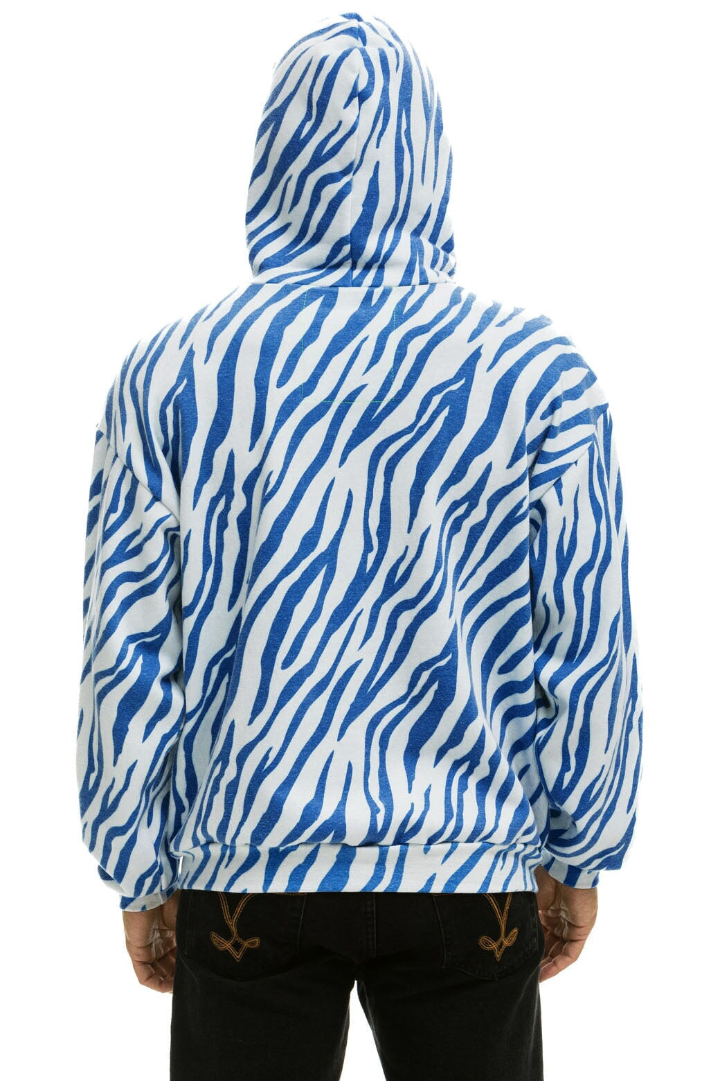 TIGER RELAXED ZIP HOODIE WITH POCKETS - BLUE TIGER - Image 6