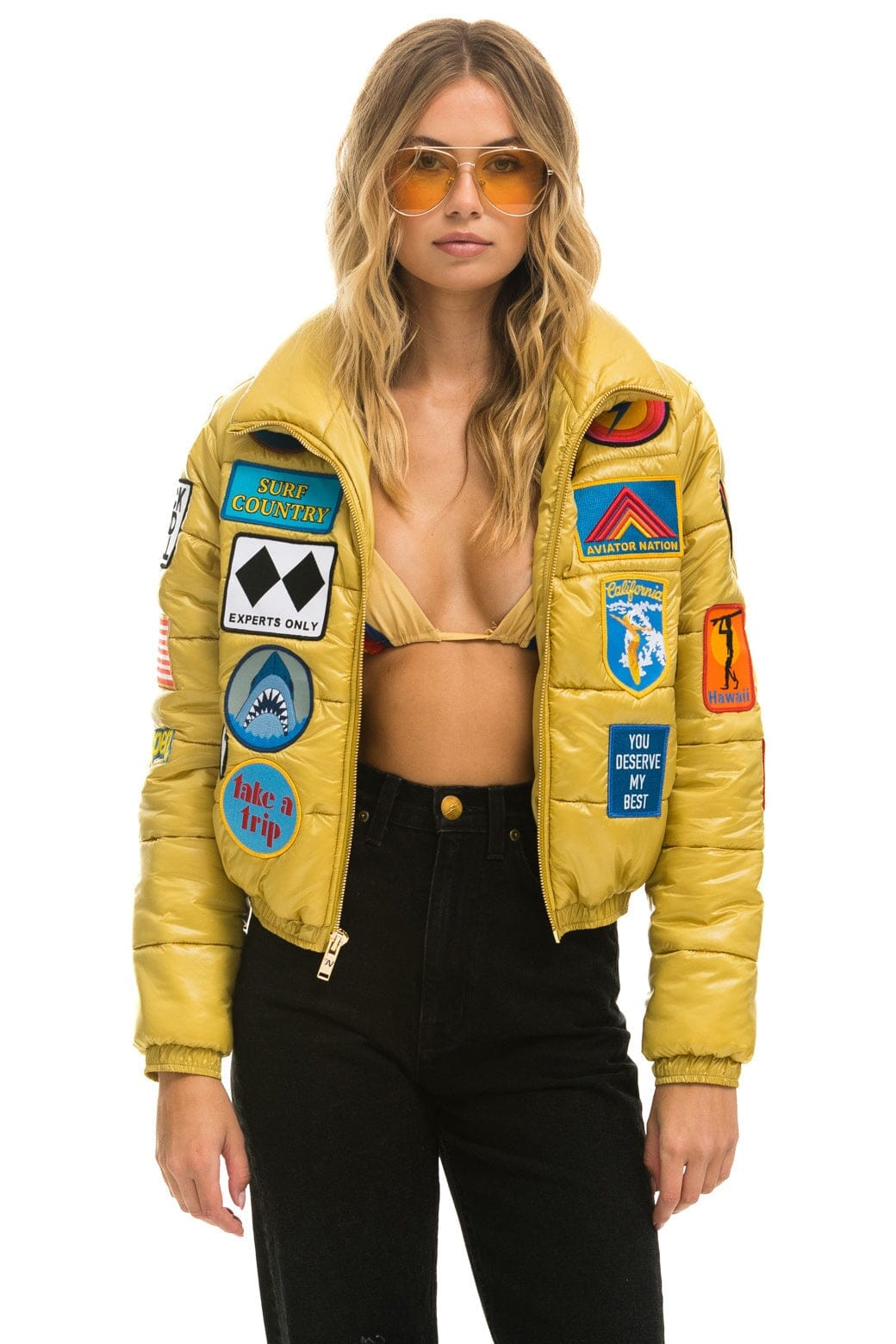 VINTAGE PATCH APRES PUFFER JACKET - HONEY GLOSSY - Image 7