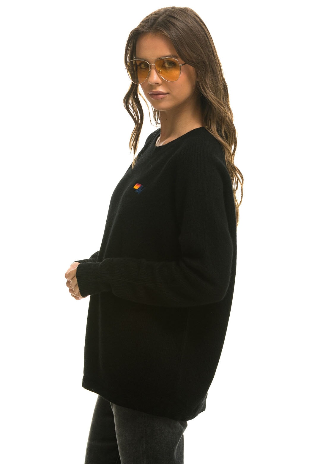 VINTAGE CABIN 2 UNISEX CASHMERE SWEATER - BLACK - Image 3