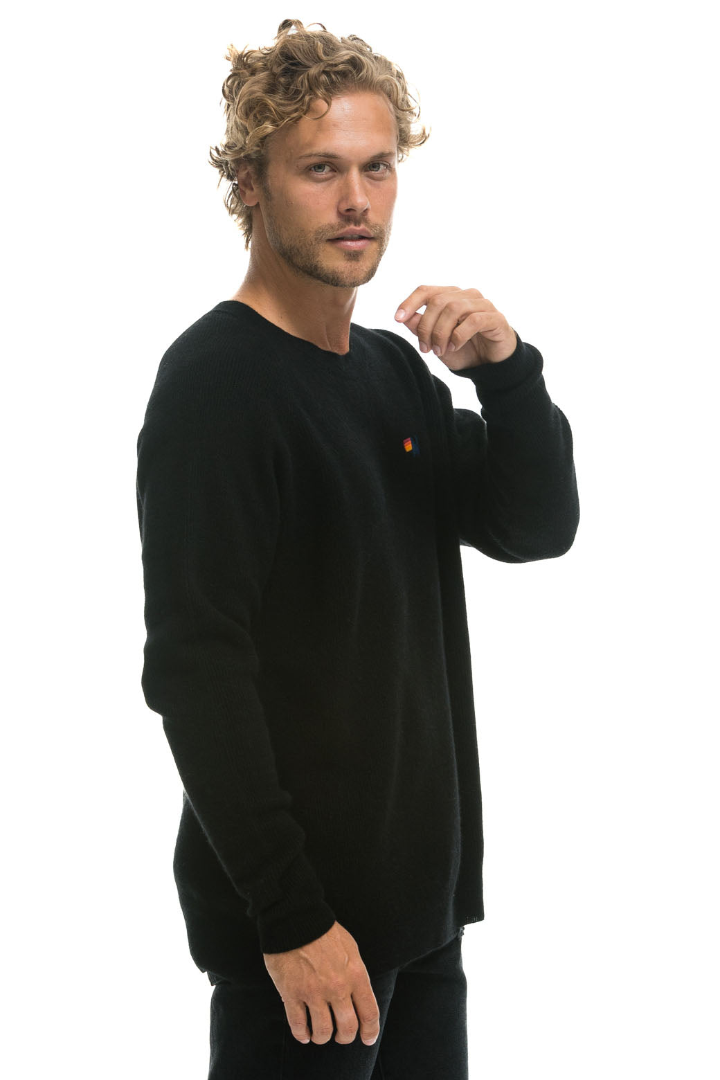 VINTAGE CABIN 2 UNISEX CASHMERE SWEATER - BLACK - Image 7