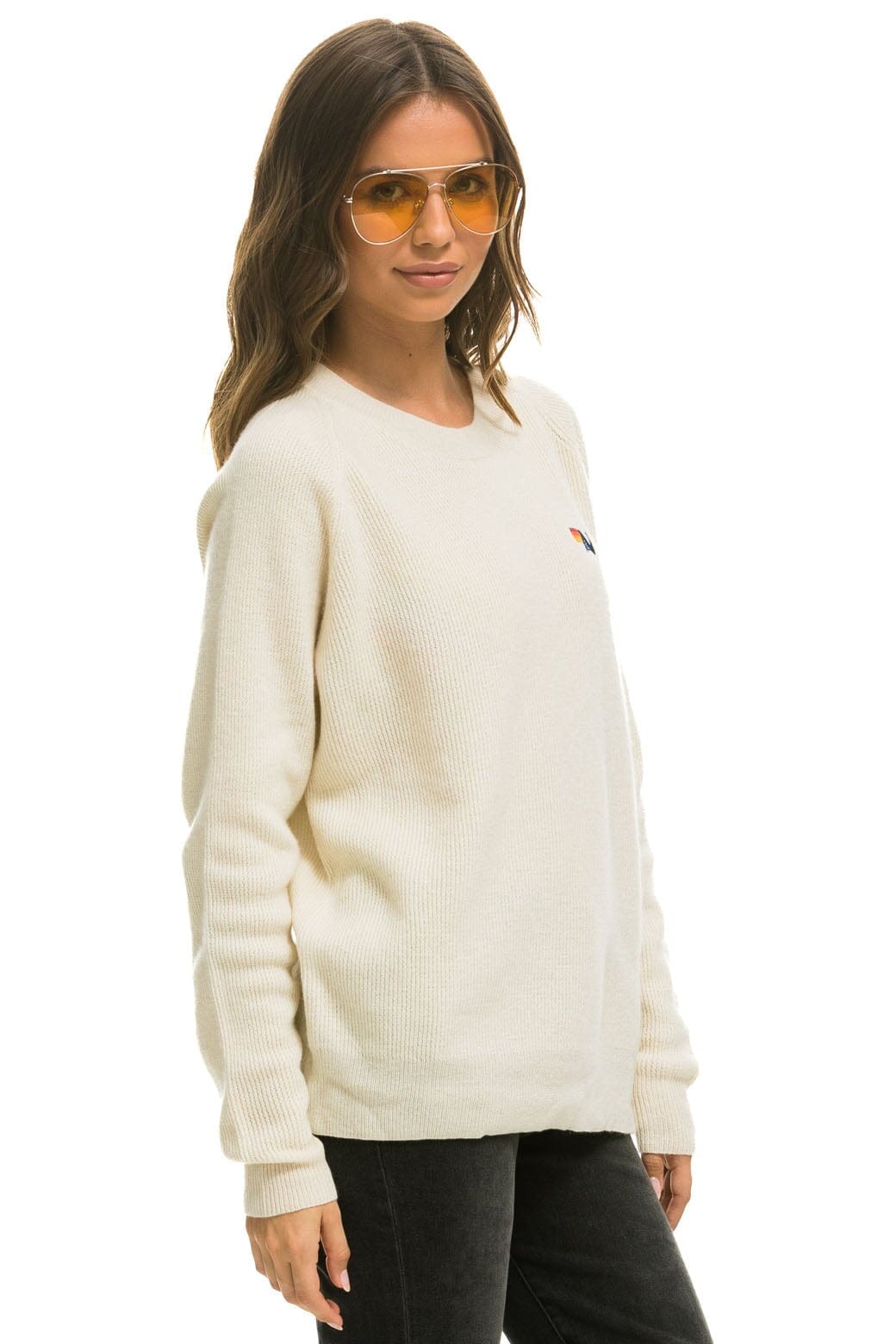 VINTAGE CABIN 2 UNISEX CASHMERE SWEATER - VINTAGE WHITE - Image 8