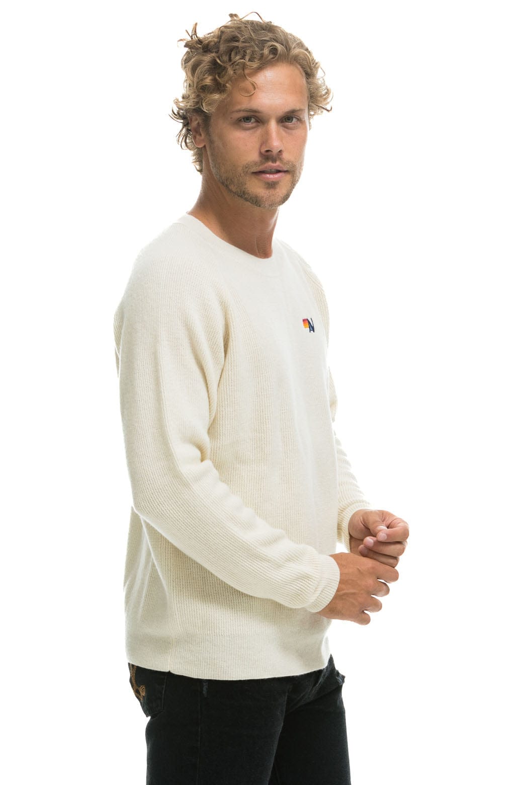 VINTAGE CABIN 2 UNISEX CASHMERE SWEATER - VINTAGE WHITE - Image 7