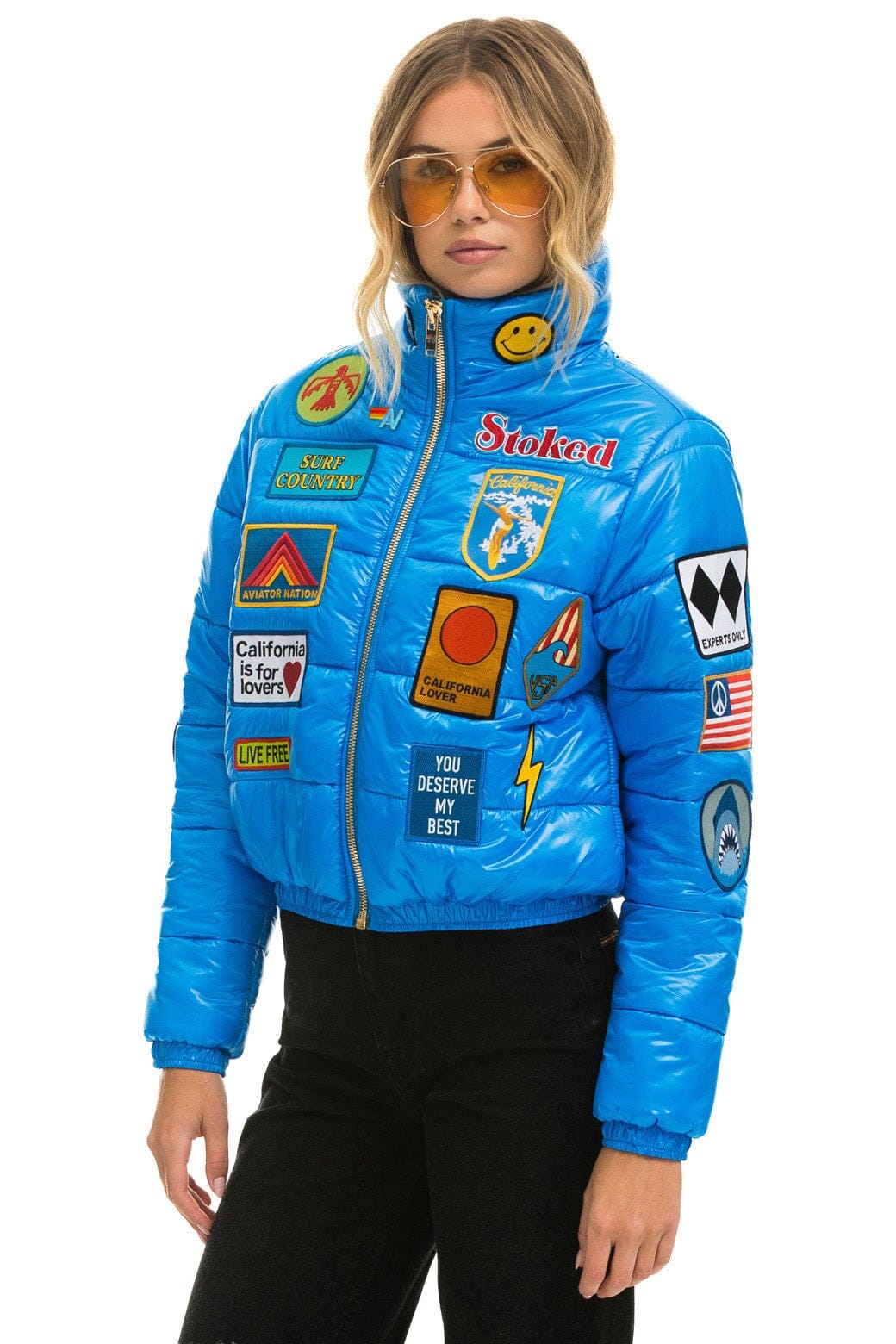 VINTAGE PATCH APRES PUFFER JACKET - BLUE CINA GLOSSY - Image 5