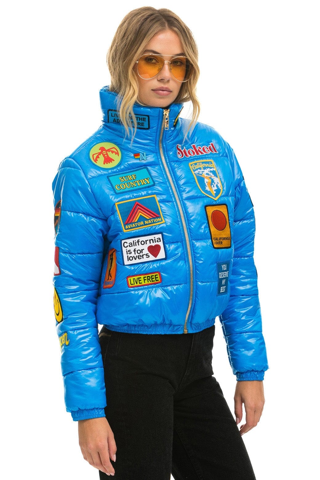 VINTAGE PATCH APRES PUFFER JACKET - BLUE CINA GLOSSY - Image 6