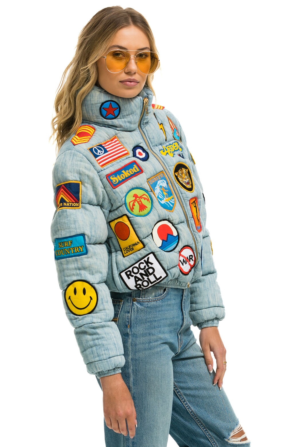 VINTAGE PATCH DENIM APRES PUFFER JACKET - VINTAGE - Image 3