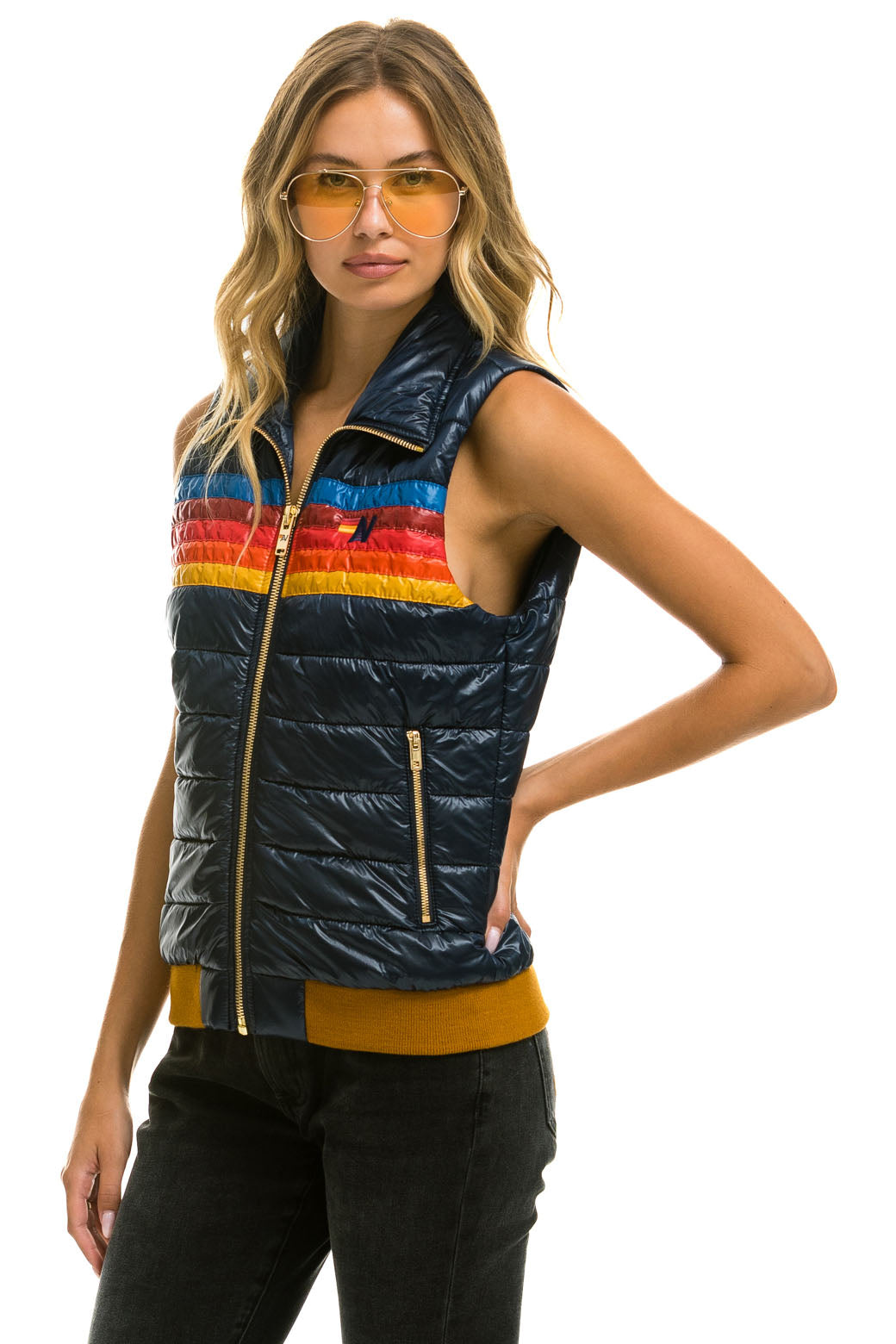 WOMEN'S 5 STRIPE VEST - GLOSSY NAVY - Image 3