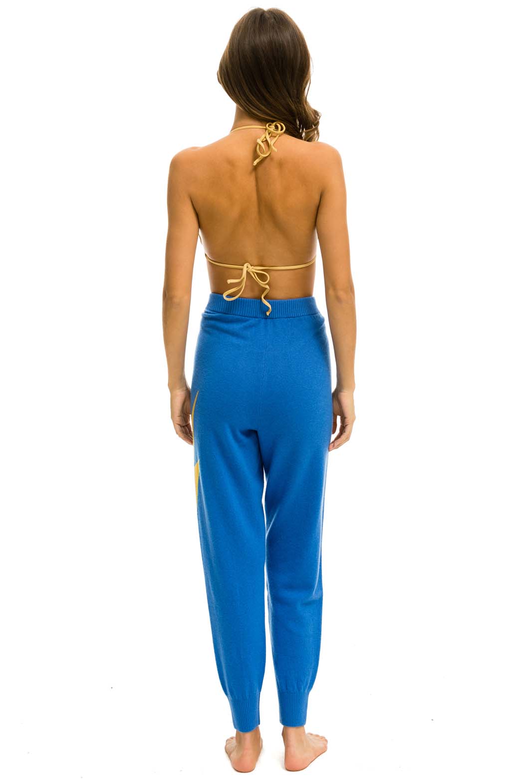 BOLT CASHMERE LIGHT SWEATER PANT - VINTAGE BLUE // GOLD BOLT - Image 8