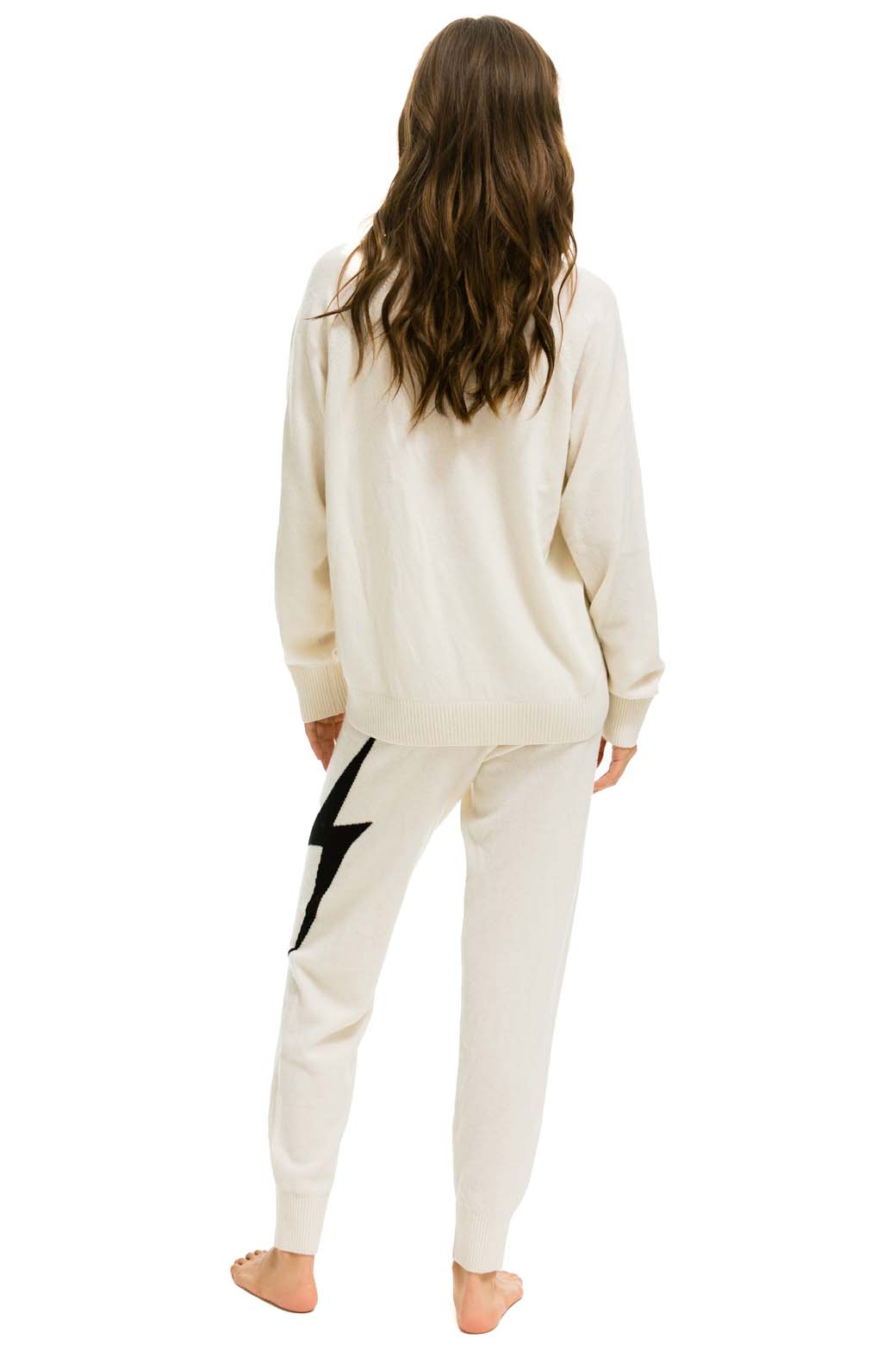 BOLT CASHMERE LIGHT SWEATER PANT - VINTAGE WHITE // BLACK BOLT - Image 6