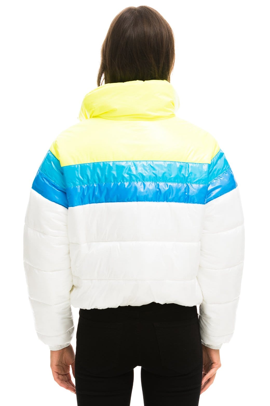 COLOR BLOCK LUXE APRES PUFFER JACKET - GLOSSY WHITE - Image 4
