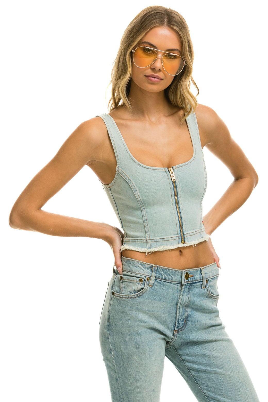 DENIM TOP ZIP FRONT BUSTIER - VINTAGE - Image 5